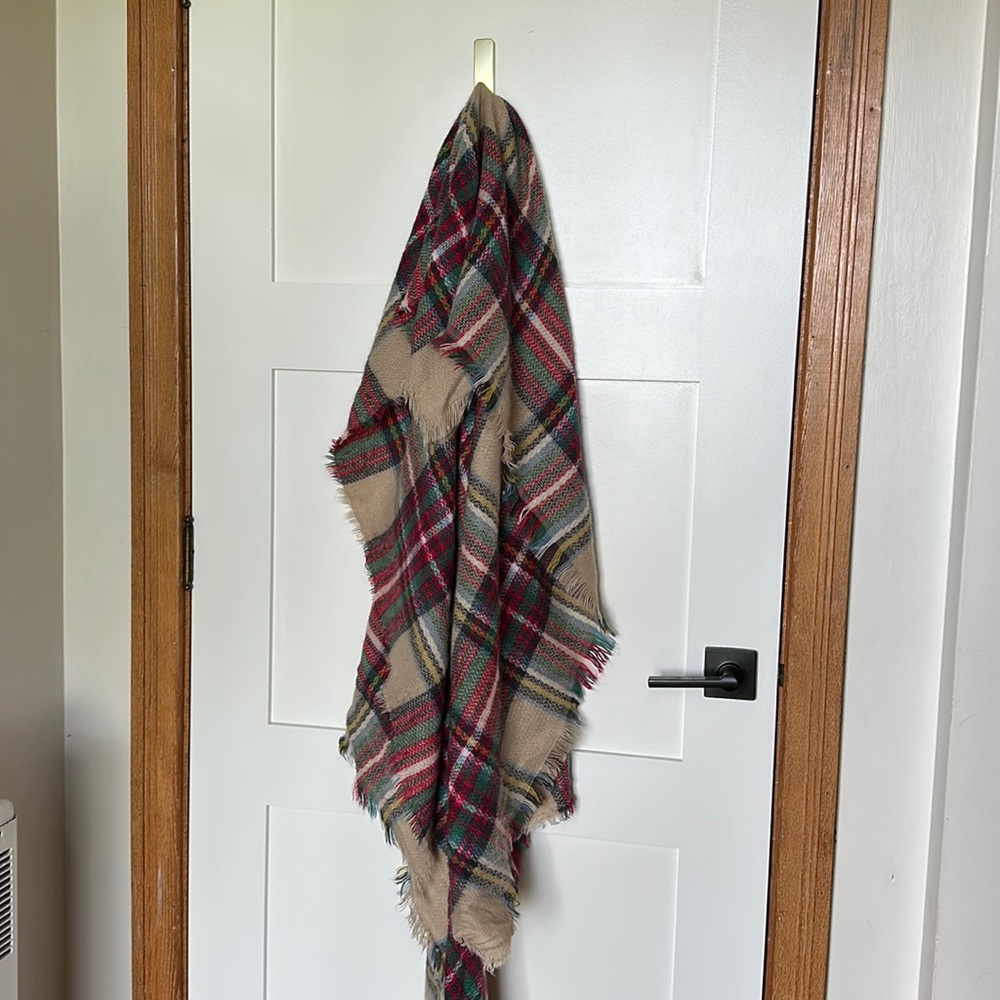 Large Fall Plaid Soft Blanket Scarf
